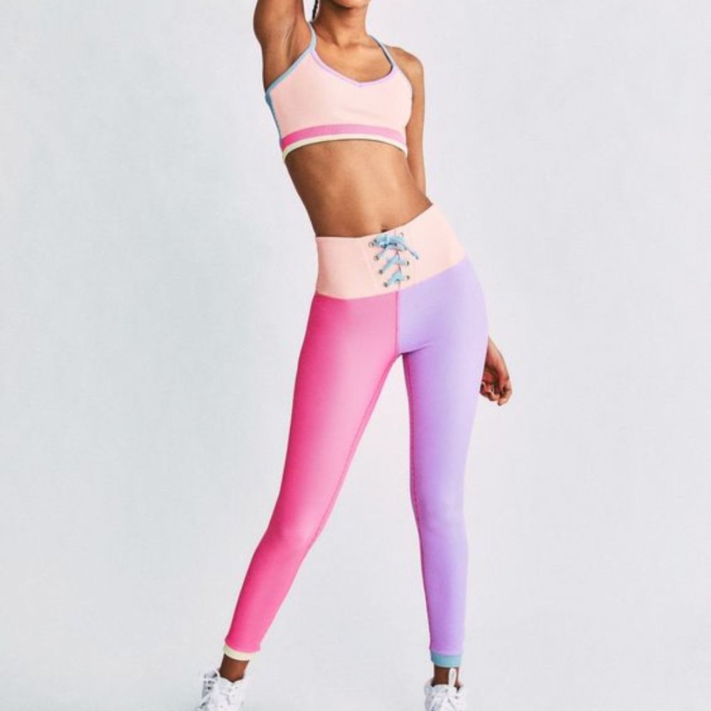 NWOT LoveShackFancy x Beach Riot Riley Legging, Pastel Colorblock, Size XS